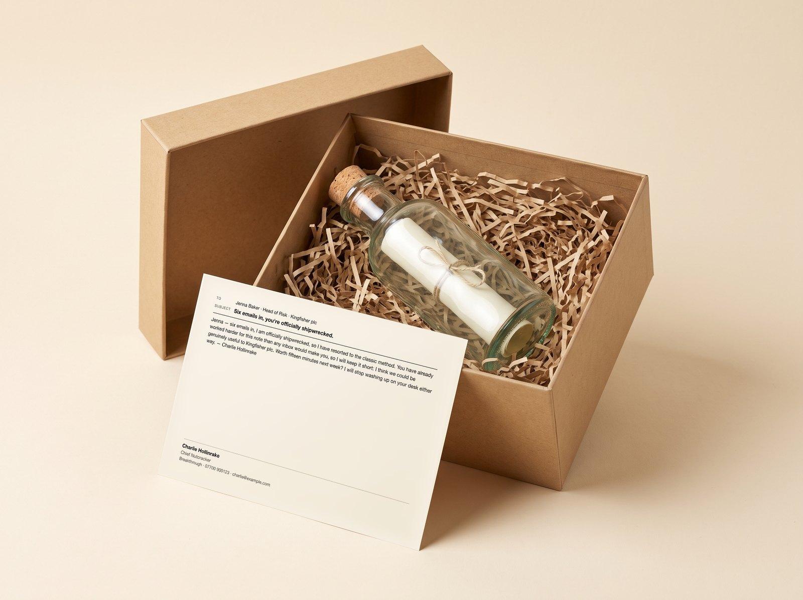 The Message in a Bottle: Six emails in, you're officially shipwrecked.